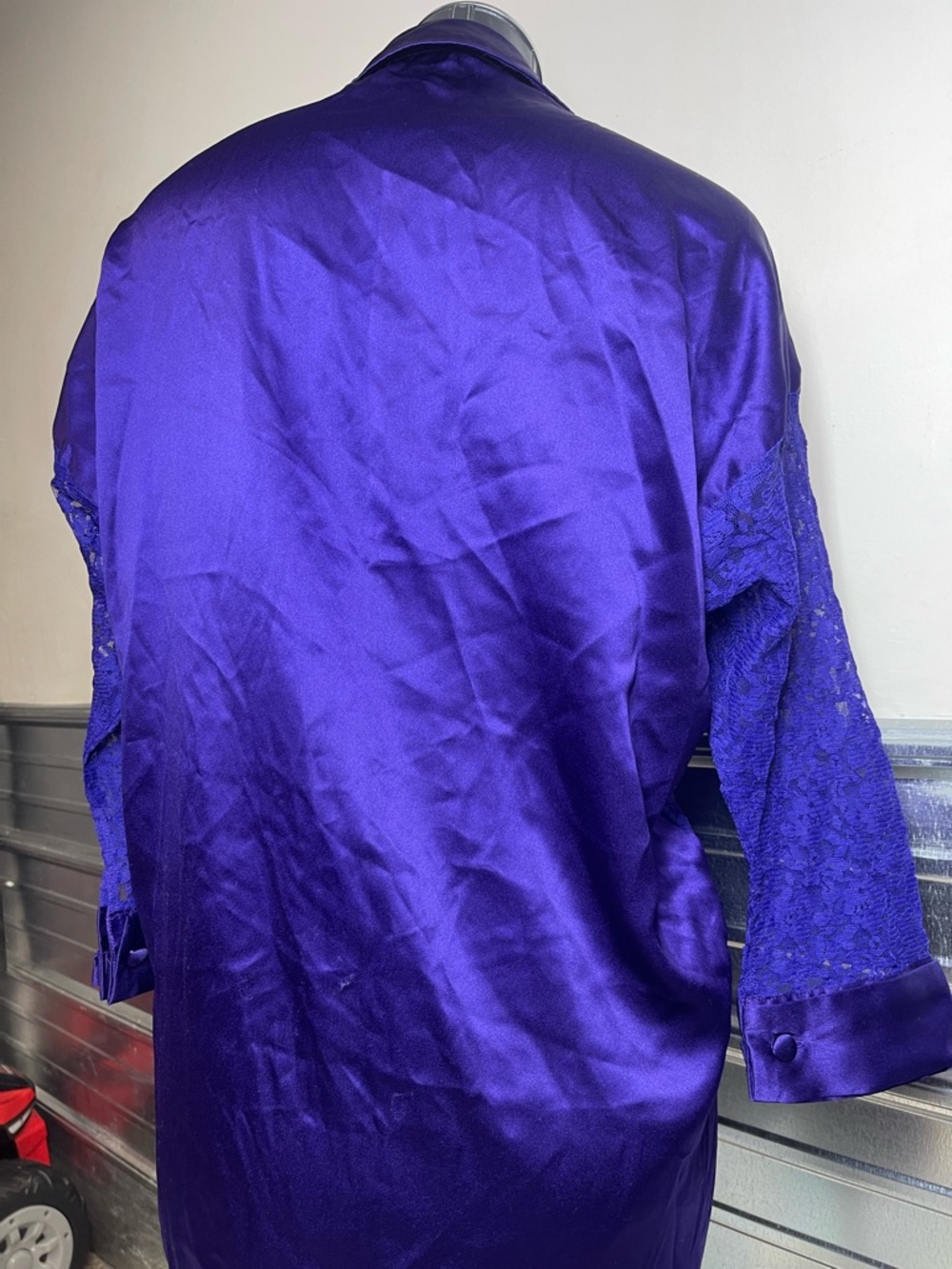 Vintage 1990s Victoria’s Secret Deep Purple Lace Satin Trim Sheer Robe Top - Picture 7 of 13